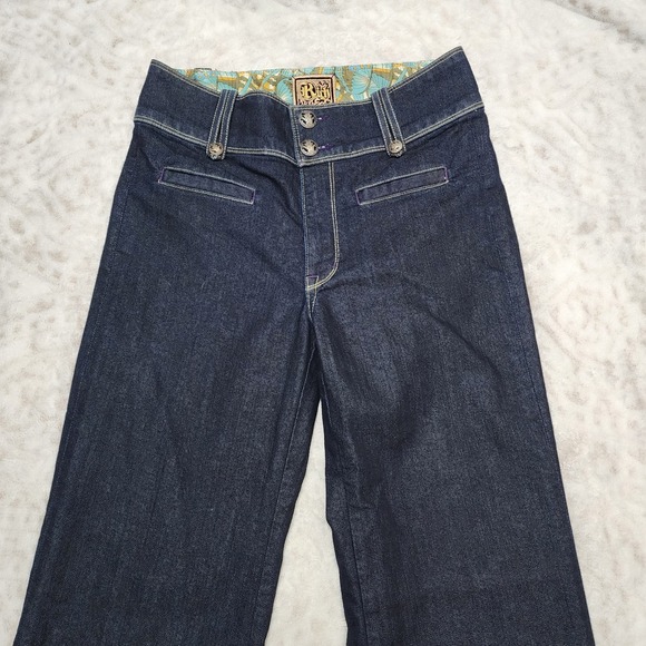 Rich & Skinny Flare Leg Jeans Sz  28 Made in Usa Dark Wash Boho Western - Picture 2 of 13